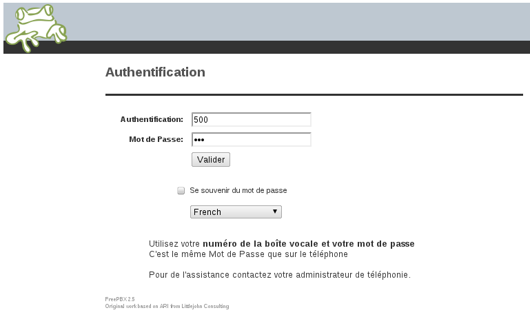 Page d'identification