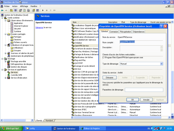 Configuration du service pour un démarrage automatique